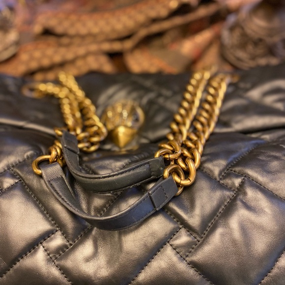 Kurt Geiger Black and Gold Quilted Shoulder Bag - Picture 2 of 10